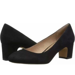 206 Collective Merritt Round Toe Block Heel, Black Suede, 9.5